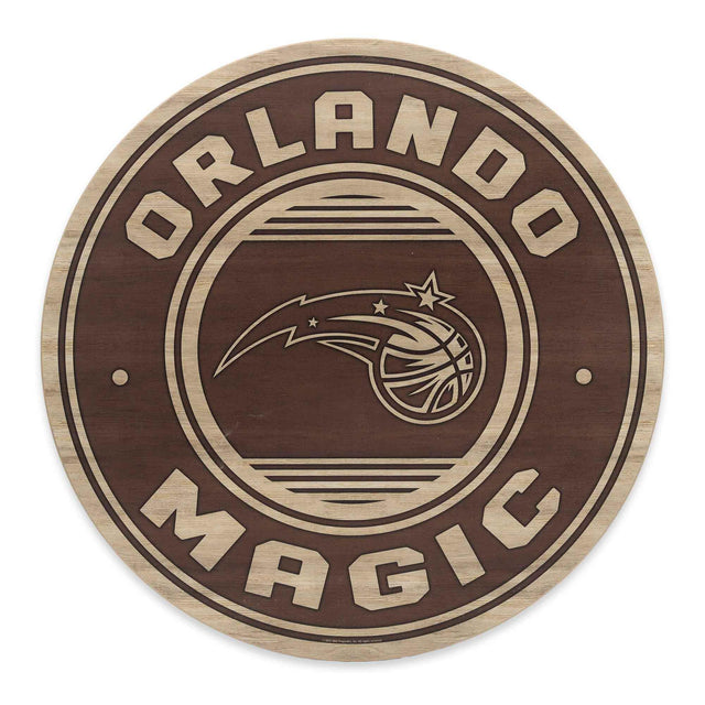 Decoración de pared redonda de madera natural con el logotipo de Orlando Magic