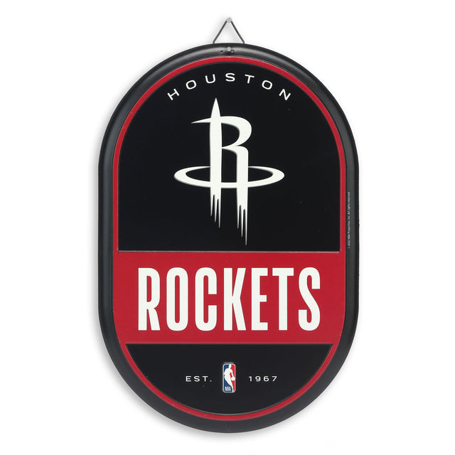 Houston Rockets Team Spirit Oval Metal Sign