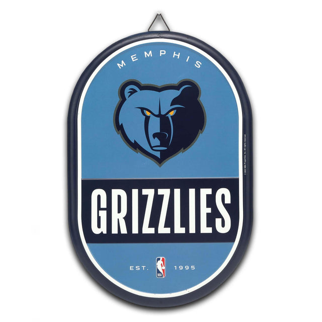 Letrero metálico ovalado con el espíritu de equipo de los Memphis Grizzlies