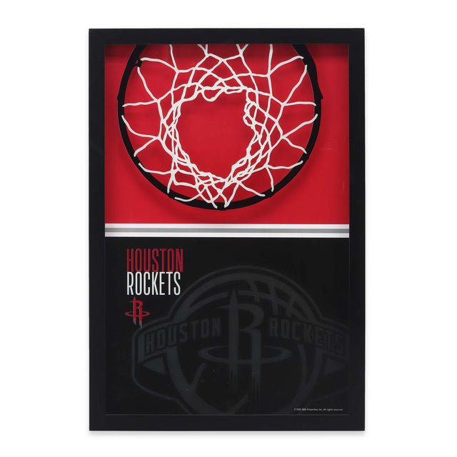 Houston Rockets Basketball Hoop Color Block Printed Glass Wall Decor