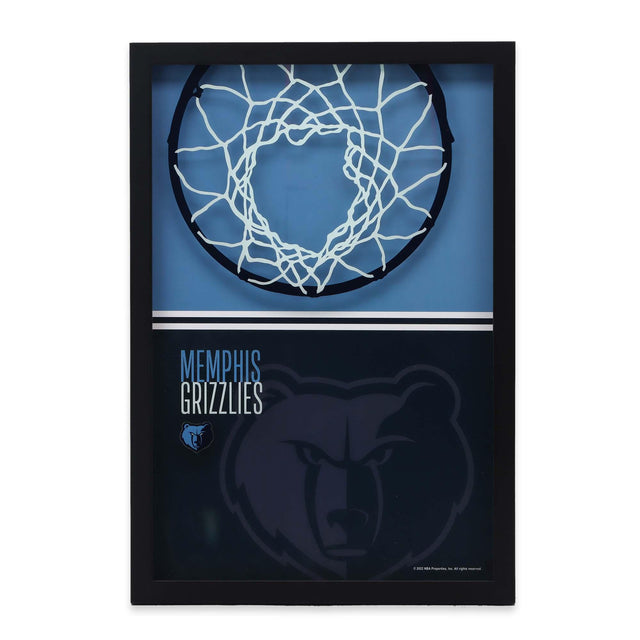 Decoración de pared de vidrio con estampado de bloques de colores de aro de baloncesto de los Memphis Grizzlies