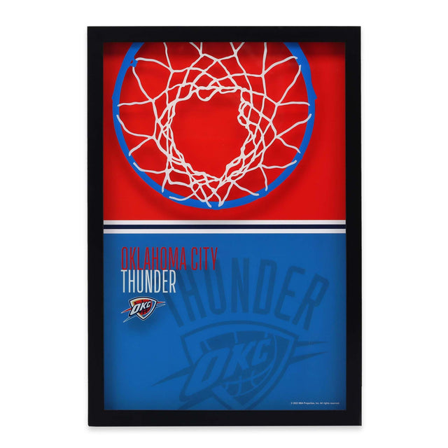 Oklahoma City Thunder Basketball Hoop Color Block Printed Glass Wall Decor
