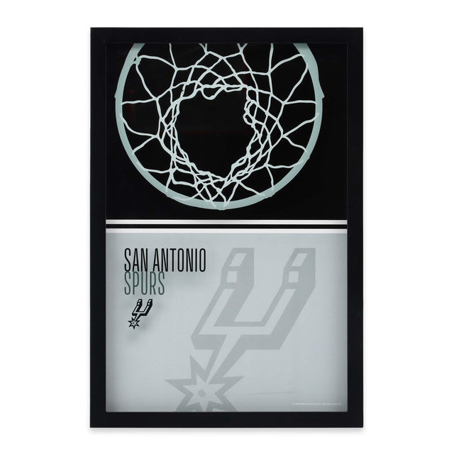 San Antonio Spurs Basketball Hoop Color Block Printed Glass Wall Decor