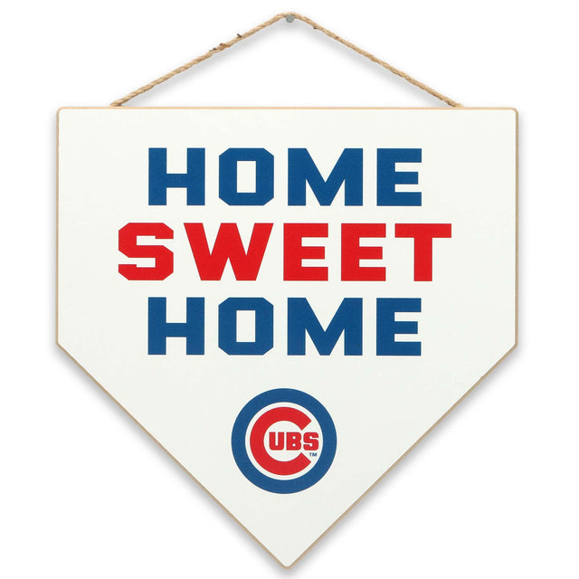 Chicago Cubs Home Sweet Home Plate Hanging Wood Wall Decor for Man Cave, Office, or Game Room