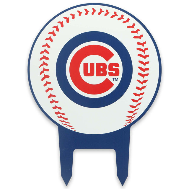 Estaca de metal con el logotipo de los Chicago Cubs para jardín delantero, jardín o patio trasero