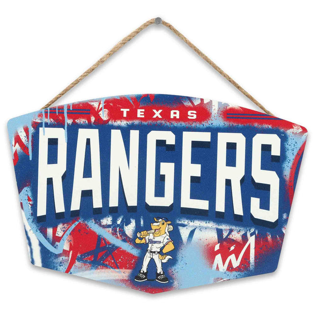 Texas Rangers Graffiti Hanging Wood