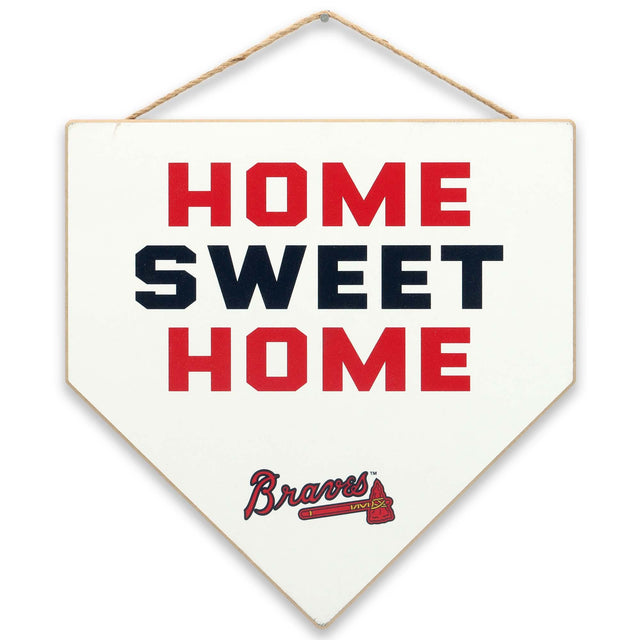 Atlanta Braves Home Sweet Home Plate Hanging Wood Wall Decor for Man Cave, Office, or Game Room