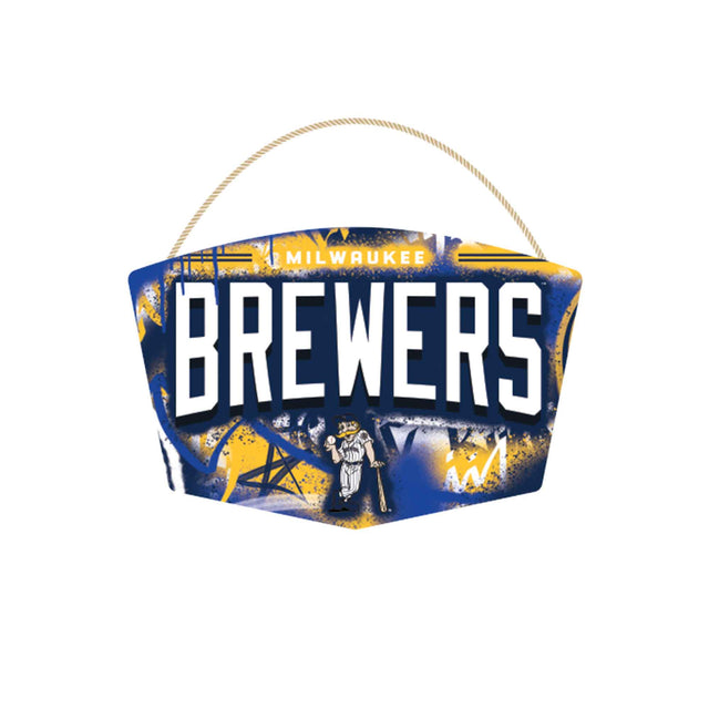 Milwaukee Brewers Graffiti Hanging Wood