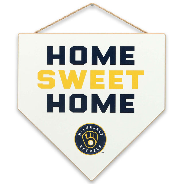 Milwaukee Brewers Home Sweet Home Plate Hanging Wood Wall Decor for Man Cave, Office, or Game Room