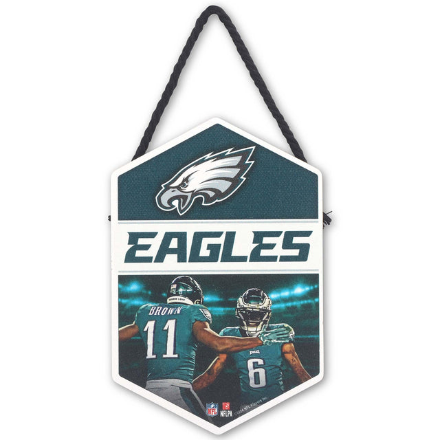 Philadelphia Eagles A.J. Brown & DeVonta Smith Stadium Lights Hanging Wood Wall Decor