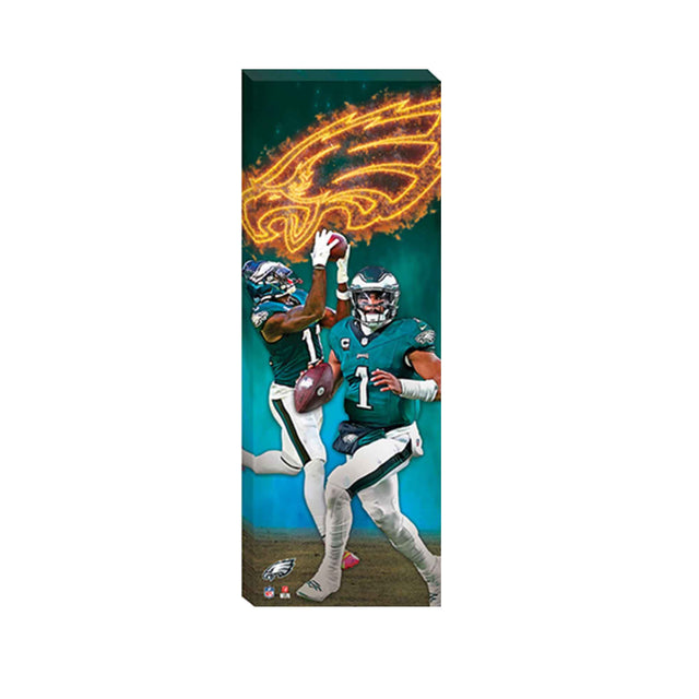 NFL Philadelphia Eagles A.J. Brown & Jalen Hurts Flaming Logo Canvas Wall Decor