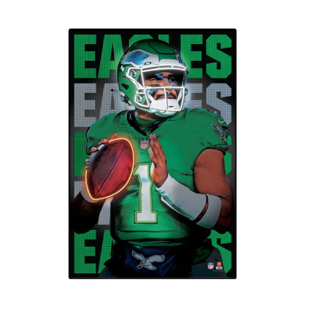 NFL Philadelphia Eagles Jalen Hurts Neon Lights High Transparency Framed Wood Wall Decor