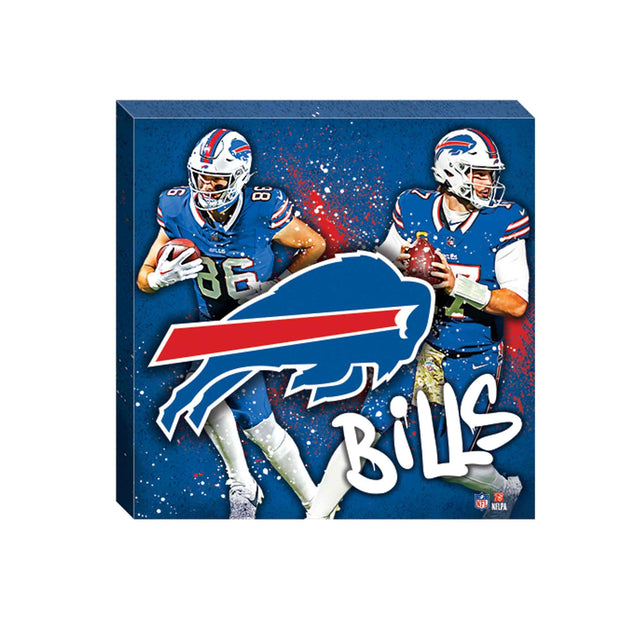 Decoración de pared en lienzo con salpicaduras pictóricas de Dalton Kincaid y Josh Allen de los Buffalo Bills de la NFL