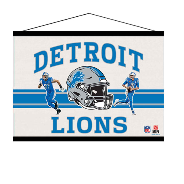 NFL Detroit Lions Logo Stripe Banner Hanging Canvas Wall Decor