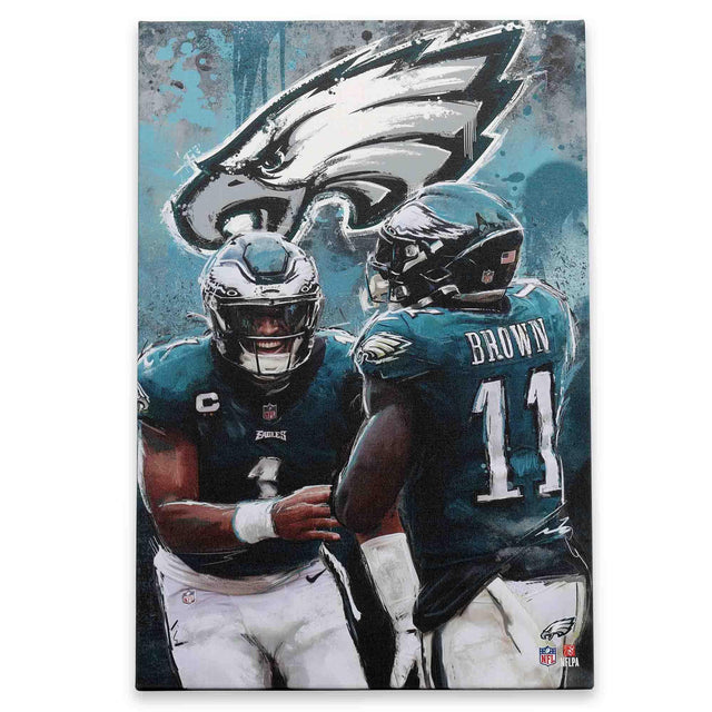 NFL Philadelphia Eagles Jalen Hurts & A.J. Brown Painterly Graffiti Canvas Wall Decor