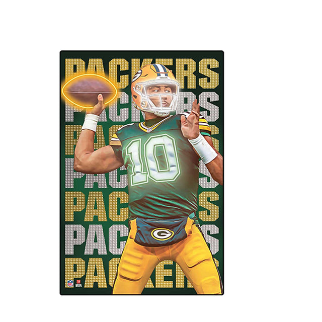 NFL Green Bay Packers Jordan Love Neon Lights High Transparency Framed Wood Wall Decor
