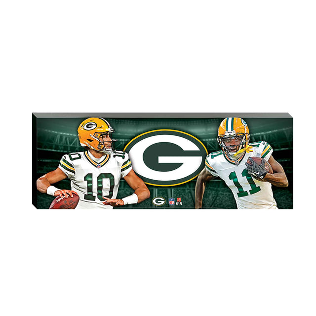 Decoración de pared en lienzo con luces del estadio de la NFL Green Bay Packers Jordan Love y Jayden Reed