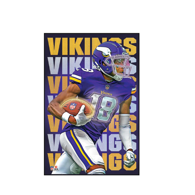 Luces de neón de Justin Jefferson de los Minnesota Vikings de la NFL, decoración de pared de madera enmarcada de alta transparencia