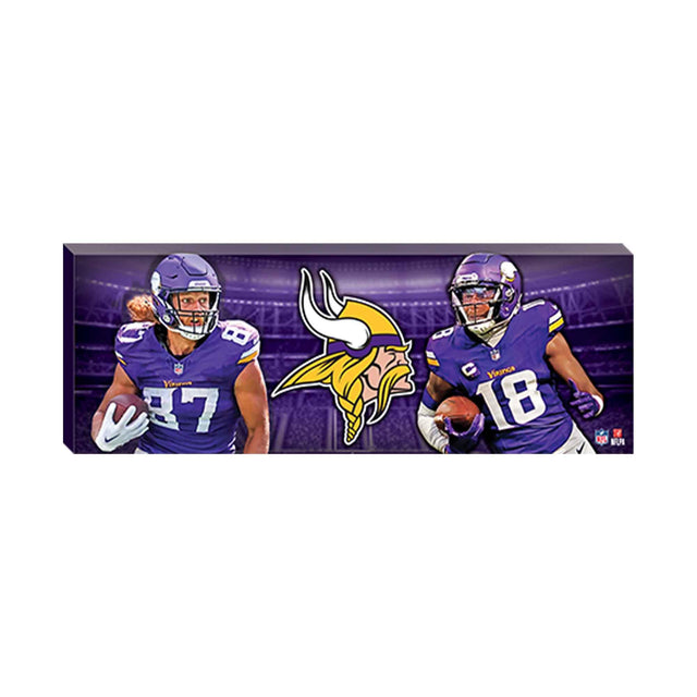 Decoración de pared en lienzo con luces del estadio de la NFL Minnesota Vikings TJ Hockenson y Justin Jefferson