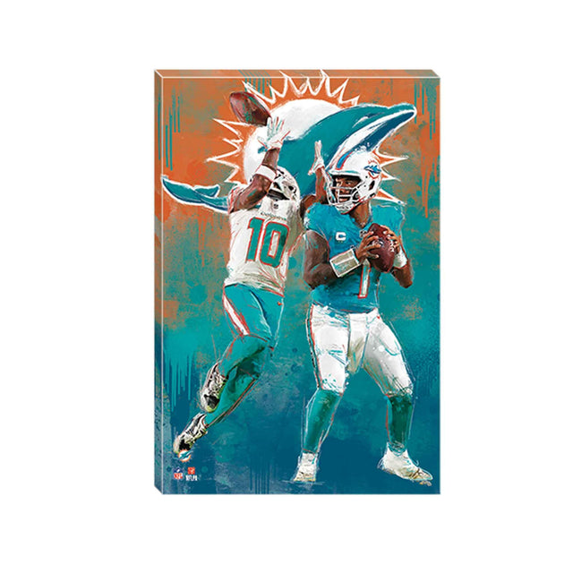 NFL Miami Dolphins Tyreek Hill & Tua Tagovailoa Artistic Graffiti Canvas Wall Decor