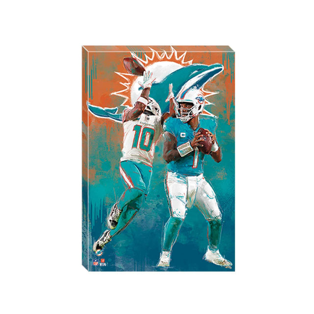 NFL Miami Dolphins Tyreek Hill & Tua Tagovailoa Painterly Graffiti Canvas Wall Decor