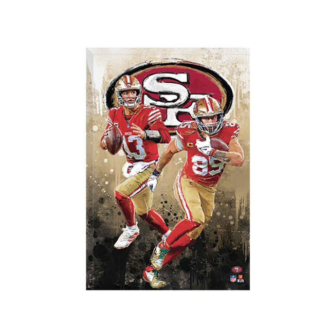 NFL San Francisco 49ers Brock Purdy & George Kittle Artistic Graffiti Canvas Wall Decor