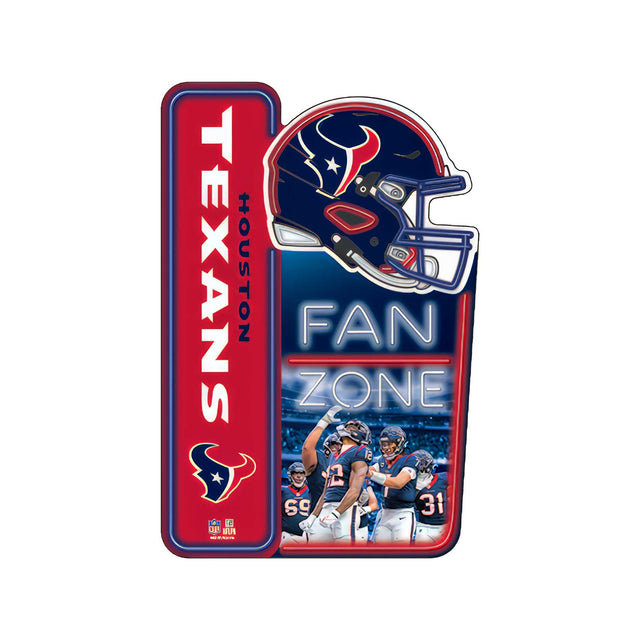 Letrero de metal de la zona de aficionados de los Houston Texans de la NFL