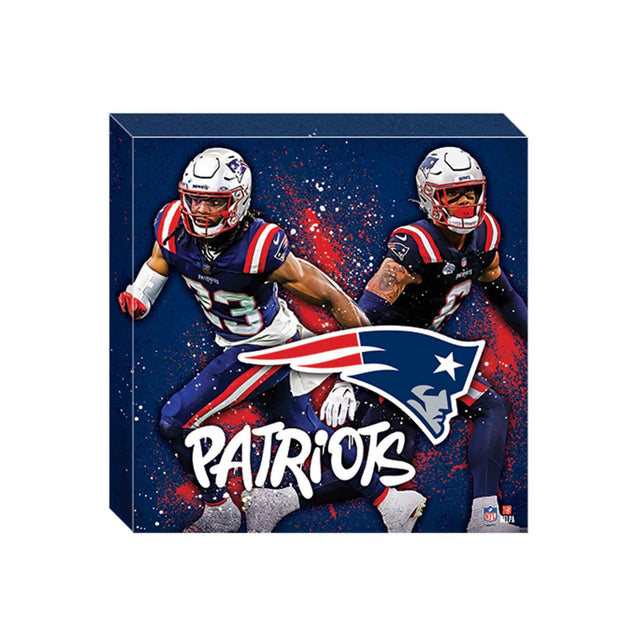 Decoración de pared en lienzo con salpicaduras pictóricas de Kyle Dugger y Javon Baker de los New England Patriots de la NFL