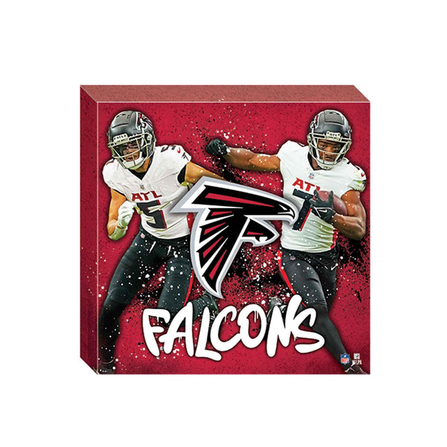 Decoración de pared en lienzo con salpicaduras pictóricas de Drake London y Bijan Robinson de los Atlanta Falcons de la NFL