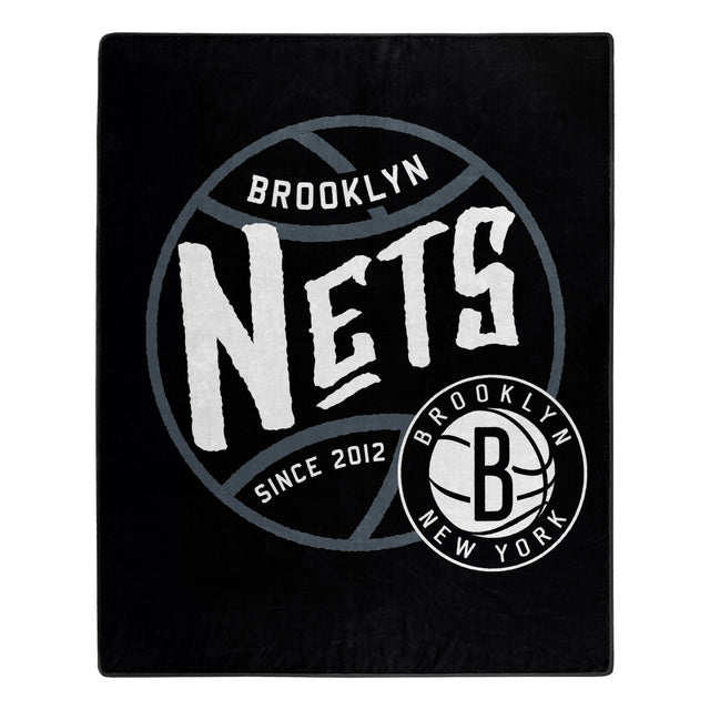 Manta de los Brooklyn Nets de 50 x 60 pulgadas, diseño Raschel Blacktop