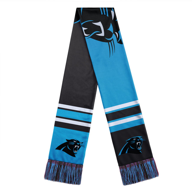 Bufanda de los Carolina Panthers con diseño de logotipo grande y bloques de colores