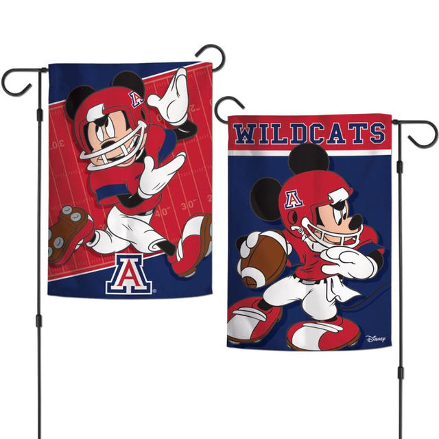 Banderas de jardín de fútbol americano de Mickey Mouse de Arizona Wildcats, de 2 lados, 12,5" x 18"