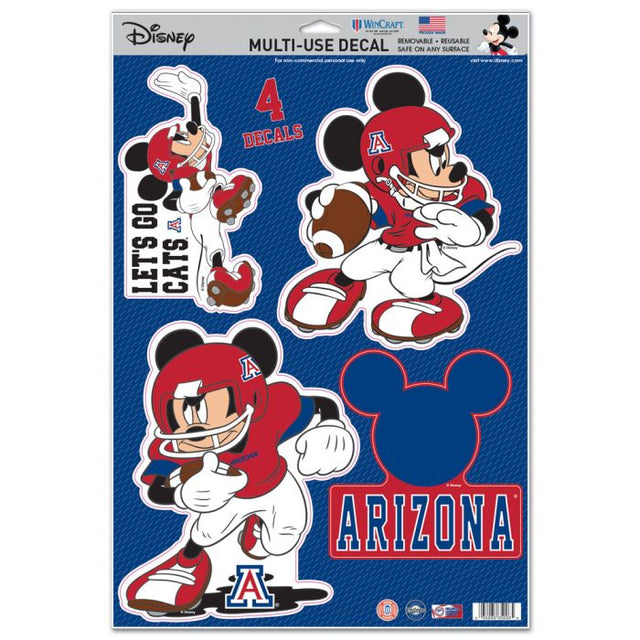 Calcomanía multiusos de fútbol americano de Mickey Mouse de Arizona Wildcats, 11" x 17"