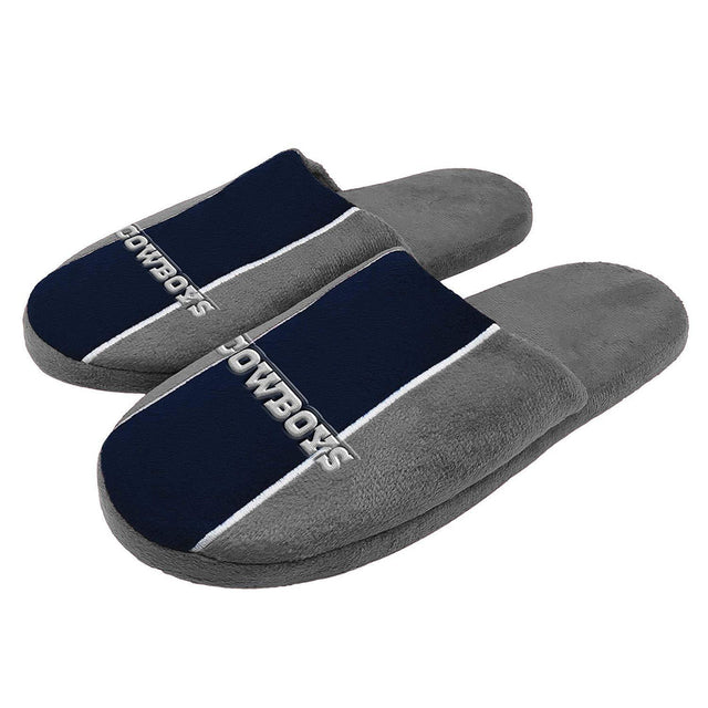Pantuflas de los Dallas Cowboys con diseño de rayas y logotipo grande (1 par) - L