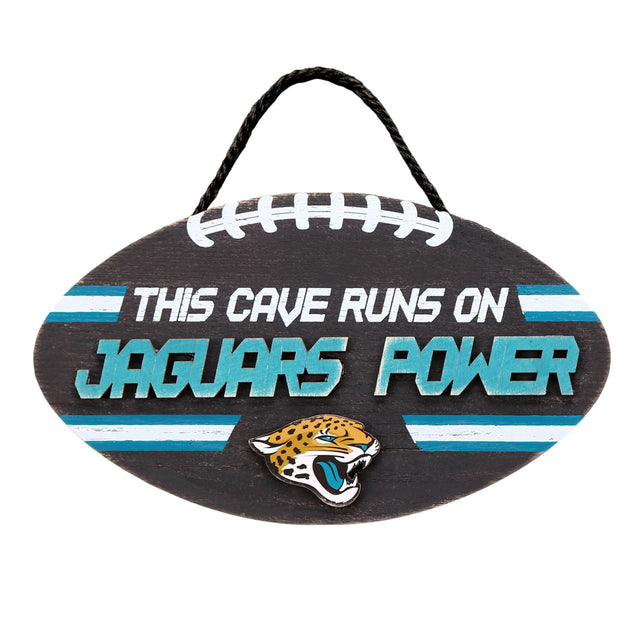 Letrero de madera de los Jacksonville Jaguars con diseño de fútbol americano