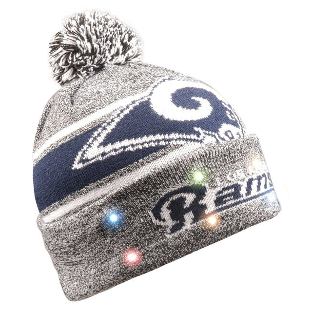 Gorro de punto con rayas grises de Los Angeles Rams iluminado