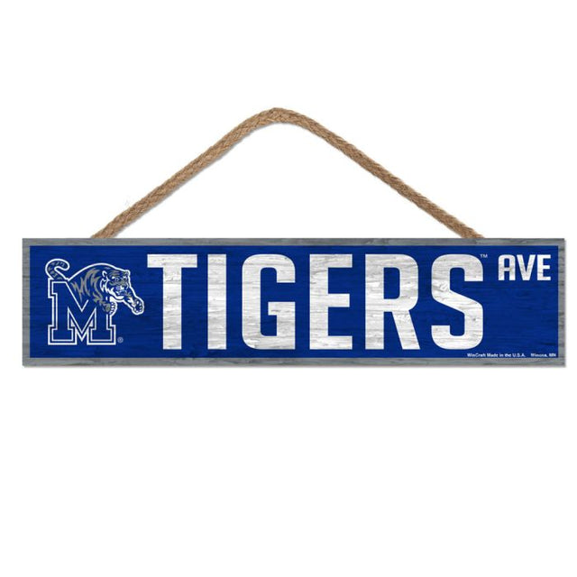 Memphis Tigers Wood Sign-with Rope 4" x 17"