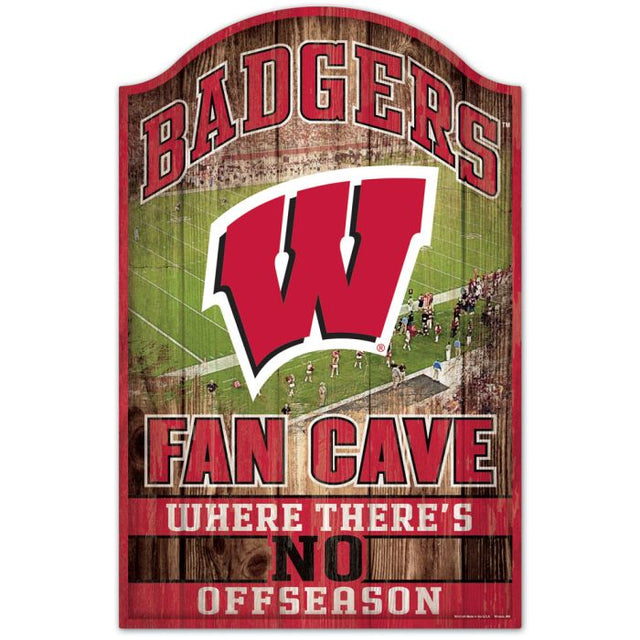 Letrero de madera de Wisconsin Badgers, 11" x 17", 1/4" de grosor