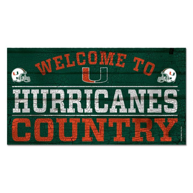 Letrero de madera de los Miami Hurricanes, 13" x 24", 1/4" de grosor