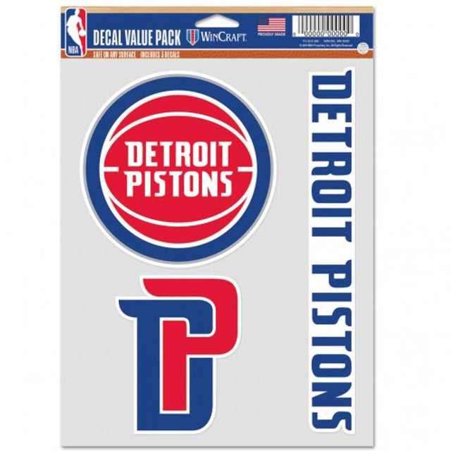 Paquete de 3 calcomanías multiusos para fanáticos de los Detroit Pistons
