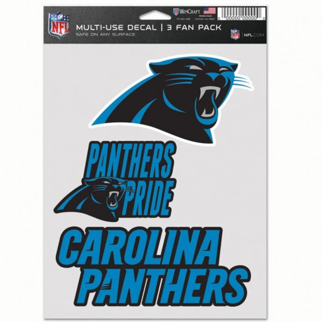 Paquete de 3 calcomanías multiusos para fanáticos de Carolina Panthers