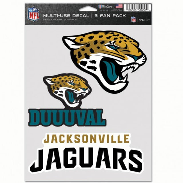 Paquete de 3 calcomanías multiusos para fanáticos de Jacksonville Jaguars
