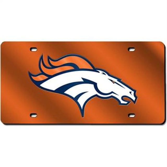 Matrícula de los Denver Broncos cortada con láser en color naranja claro
