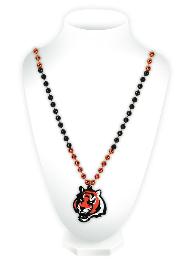 Cuentas de Mardi Gras de Cincinnati Bengals con medallón