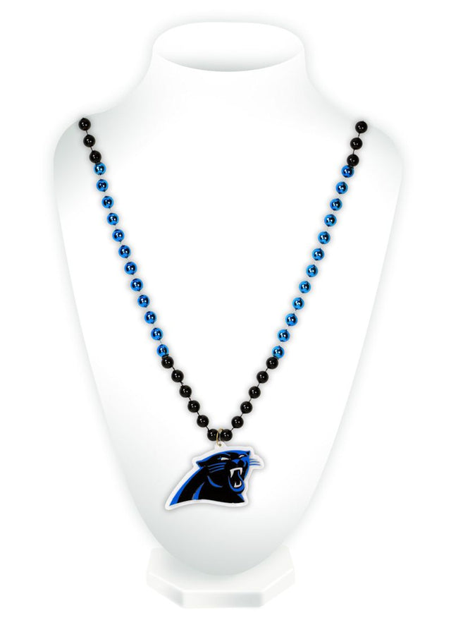 Cuentas de Carolina Panthers con medallón estilo Mardi Gras