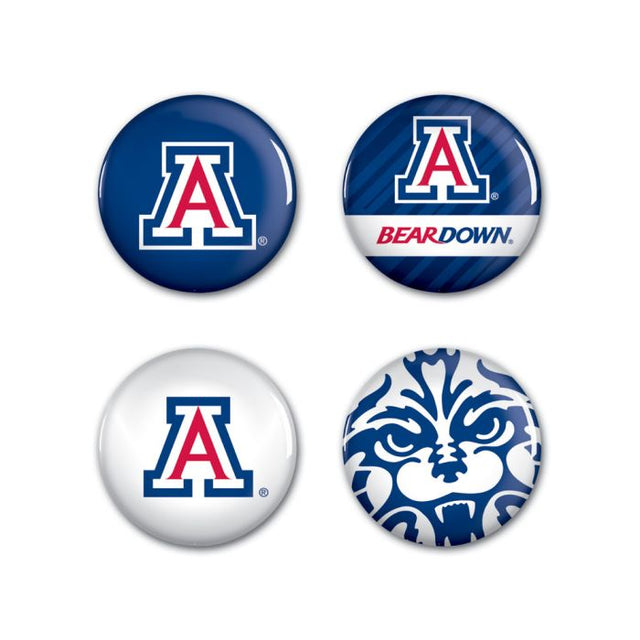 Paquete de 4 botones de Arizona Wildcats de 1 1/4" de diámetro