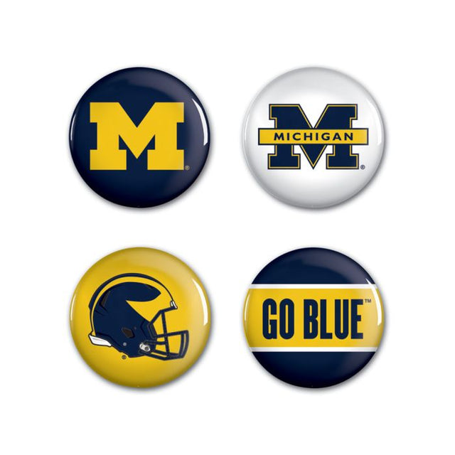 Michigan Wolverines Button 4 Pack 1 1/4" Rnd