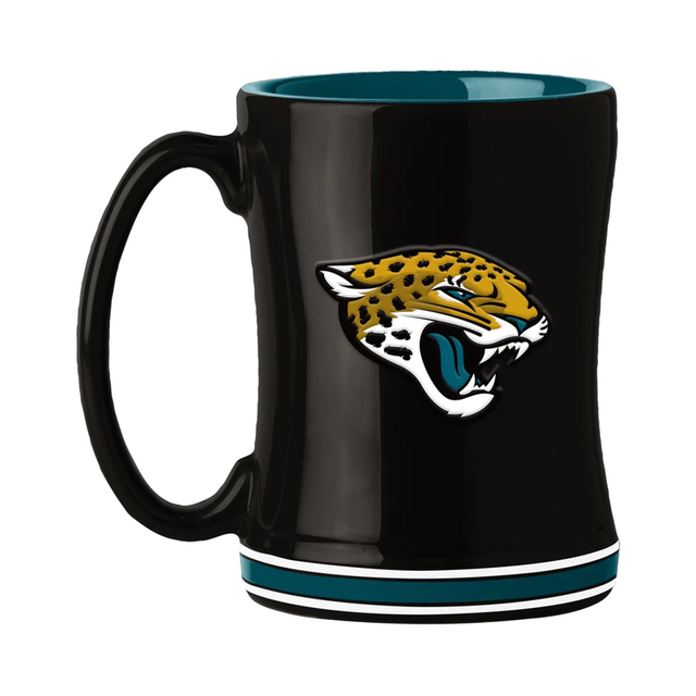 Taza de café de los Jacksonville Jaguars de 14 oz con relieve esculpido en color del equipo