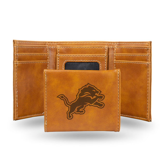 Cartera de los Detroit Lions con tres pliegues y grabado láser