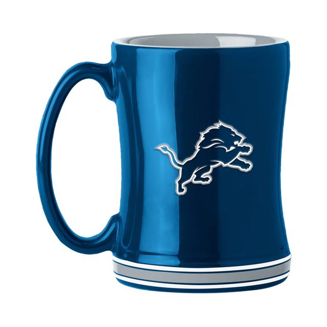 Taza de café de los Detroit Lions de 14 oz con el color del equipo de relevo esculpido